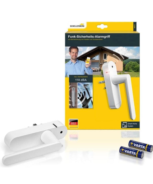 Funk Sicherheits Alarmgriff Fenstergriff *Silber* Einbruchsicherung Griff Schellenberg